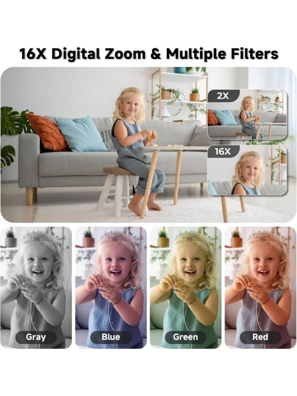 44MP Compact Digital Camera, FHD 1080P, 16X Zoom, Face Detection, Anti-Shake
